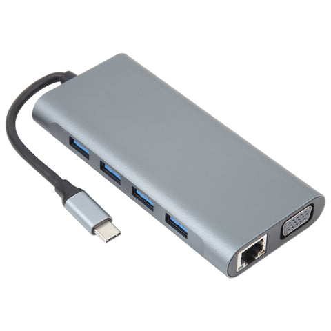 Adattatore HUB docking station da USB-C/Tipo-C a USB 11 in 1 (porta di rete 1000M), 1000M Network Port