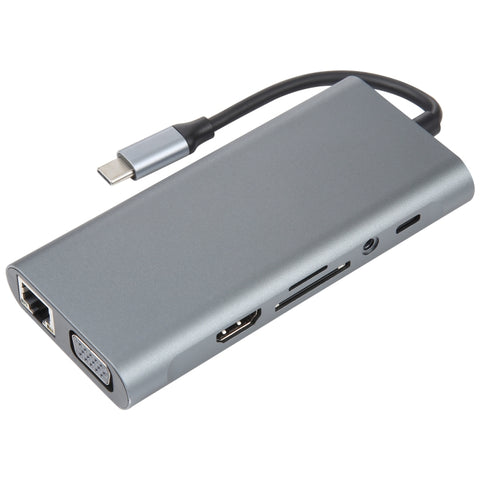 Adattatore HUB docking station da USB-C/Tipo-C a USB 11 in 1 (porta di rete 1000M), 1000M Network Port