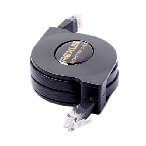 REXLIS Cavo LAN di rete Ethernet piatto RJ45 retrattile CAT6 da 1 m, Length: 1m