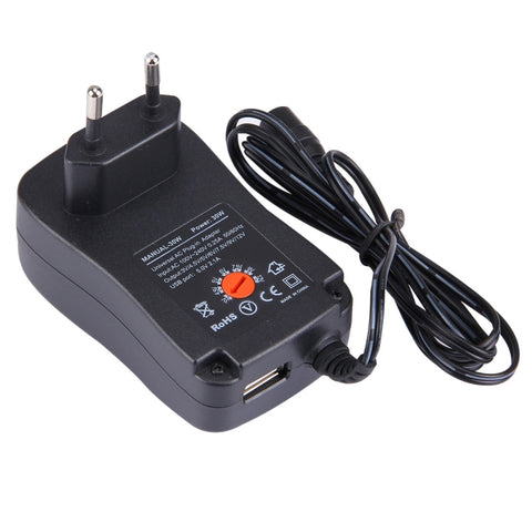 Adaptateur enfichable pour réseau universel de 30 W avec prise UE avec port USB de 5 V 2,1 A, pointe : 6 pièces, longueur de profondeur : environ 1,2 m, prise UE