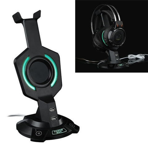 R-008-02 Portauriculaire lumineux intégré en forme de méca avec double porte USB et interrupteur pour ordinateur