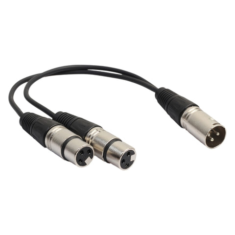 Cavo adaptateur connecteur audio XLR CANNON à 3 broches de 30 cm, 1 masque à 2 femmes, pour micro/appareil audio, 1 mâle à 2 femelle argent