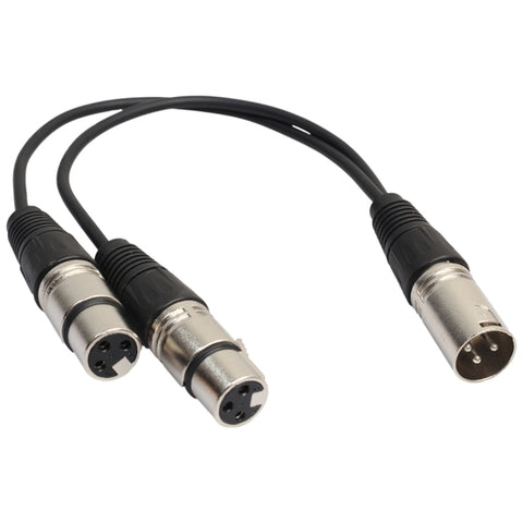 Cavo adaptateur connecteur audio XLR CANNON à 3 broches de 30 cm, 1 masque à 2 femmes, pour micro/appareil audio, 1 mâle à 2 femelle argent