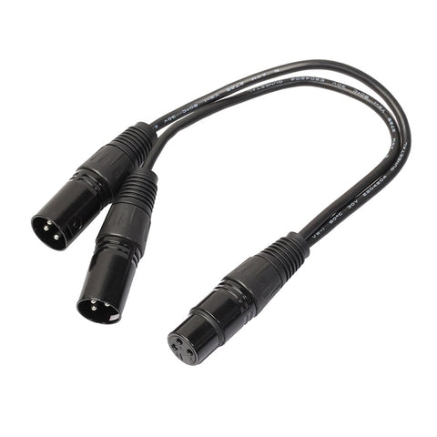 Cavo adaptateur connecteur audio XLR CANNON à 3 broches de 30 cm, 1 femme à 2 hommes, pour micro/appareil audio, 1 femelle à 2 mâle noir