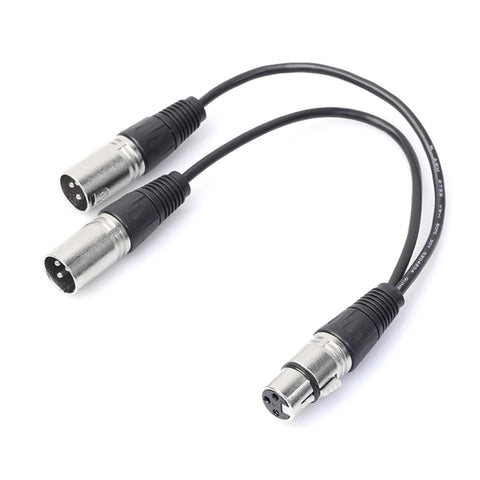 Cavo adaptateur connecteur audio XLR CANNON à 3 broches de 30 cm, 1 femme à 2 hommes, pour micro/appareil audio, 1 femelle à 2 mâle argent