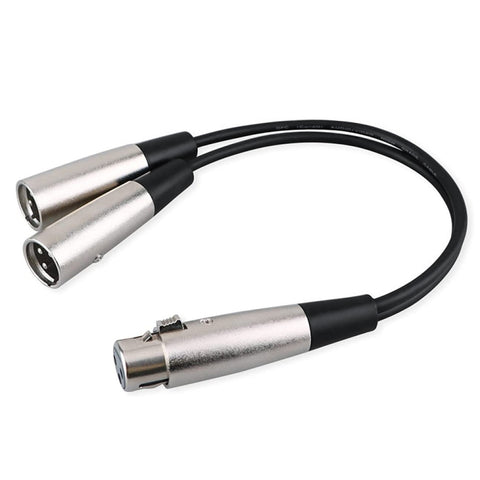Adaptateur de connecteur audio XLR CANNON 3 broches de 30 cm avec câble en métal, 1 femme à 2 hommes pour micro/appareil audio, 1 femelle à 2 mâles
