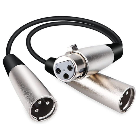 Adaptateur de connecteur audio XLR CANNON 3 broches de 30 cm avec câble en métal, 1 femme à 2 hommes pour micro/appareil audio, 1 femelle à 2 mâles