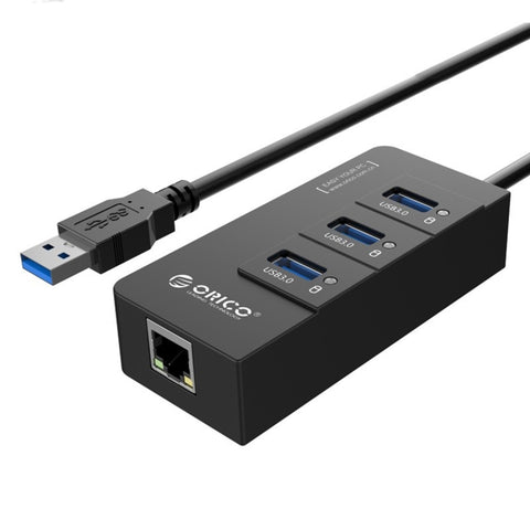 ORICO HR01-U3 Splitter HUB USB 3.0 ABS a 3 porte con scheda di rete Gigabit Ethernet RJ45 esterna 5 Gbps per laptop/desktop/Ultrabook ecc.