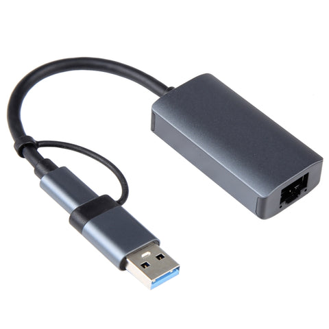 Adaptateur HUB USB + Type-C 2 en 1 vers RJ45, BYL-2207TU