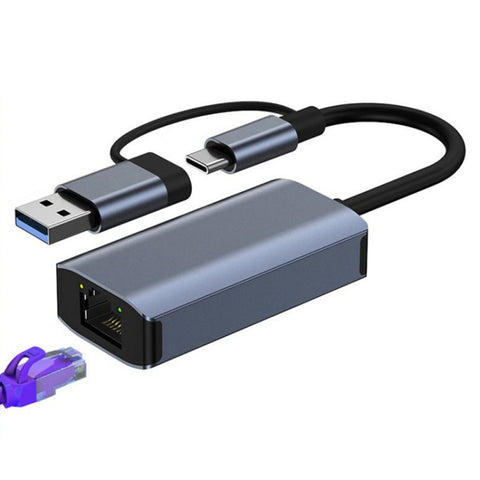 Adaptateur HUB USB + Type-C 2 en 1 vers RJ45, BYL-2207TU