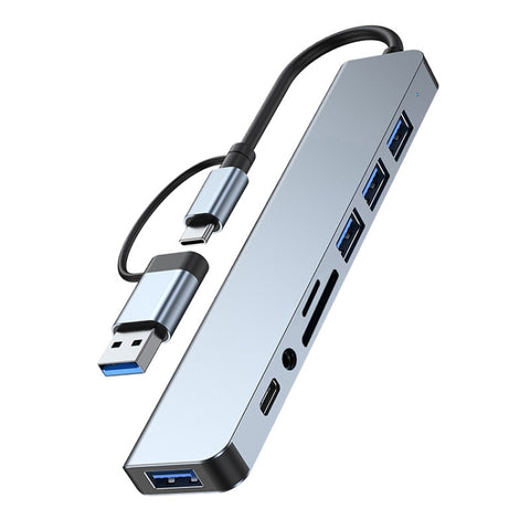 Adaptateur HUB station d'accueil multifonction USB + USB-C/de type C à USB 8 en 1, BYL-2218TU