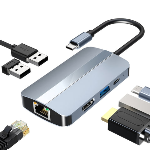 Adaptateur HUB multifonction USB-C/Type-C vers USB 6 en 1, BYL-2203