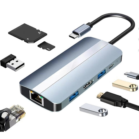 Adaptateur HUB multifonction USB-C/Type-C vers USB 8 en 1, BYL-2205