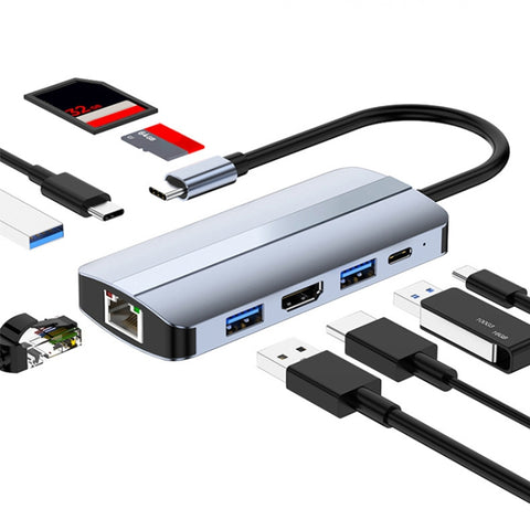 Adaptateur HUB station d'accueil multifonction USB-C/Type-C vers USB 9 en 1, BYL-2206