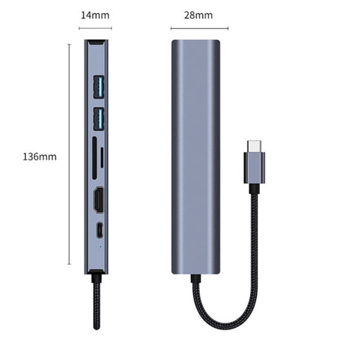Adaptateur HUB multifonction USB-C/Type-C vers USB 7 en 1, BYL-2303