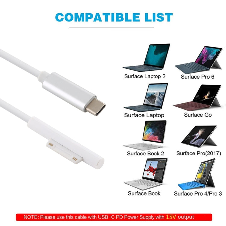 Surface Pro 7/6/5 a USB-C / Type-C Interfacce maschio Cavo adattatore di alimentazione per Microsoft Surface Pro 7/6/5/4/3 / Microsoft Surface Go, Type-C to Microsoft Surface