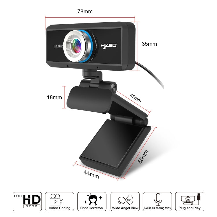 Webcam HXSJ S90 HD 720P 30fps con Microfono Fonoassorbente - Cavo da