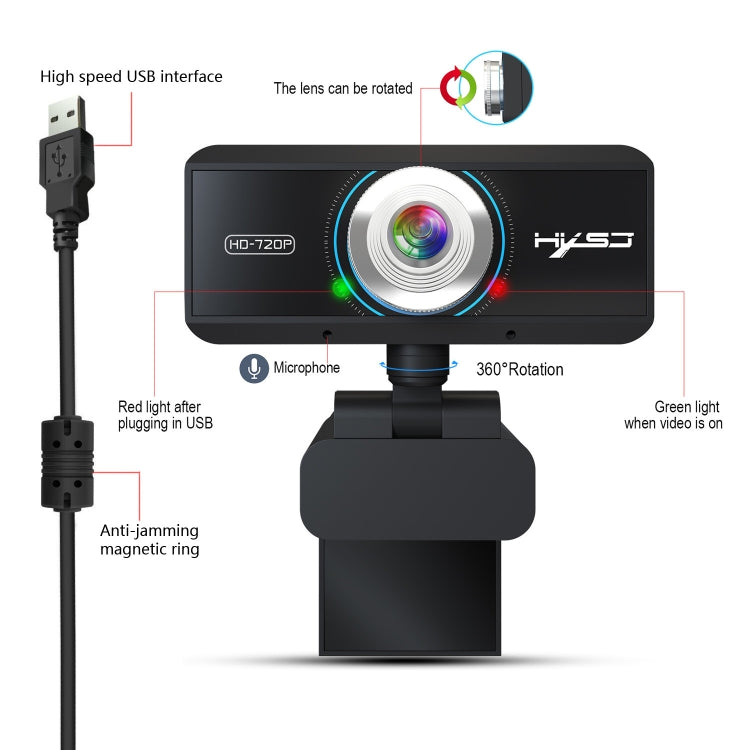 Webcam HXSJ S90 HD 720P 30fps con Microfono Fonoassorbente - Cavo da