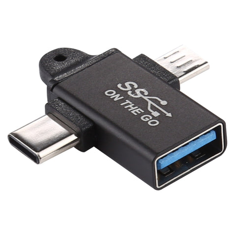 Adattatore da USB 3.0 femmina a tipo C/USB-C maschio + micro maschio in lega di alluminio, USB 3.0 Female to Type-C Male + Micro Male