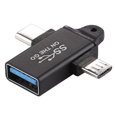 Adattatore da USB 3.0 femmina a tipo C/USB-C maschio + micro maschio in lega di alluminio, USB 3.0 Female to Type-C Male + Micro Male