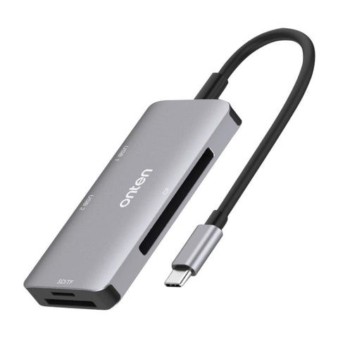 Onten 91882 Lettore di schede multifunzione 5 in 1 USB3.0 x3 + SD + TF + CF Type-C / USB-C OTG