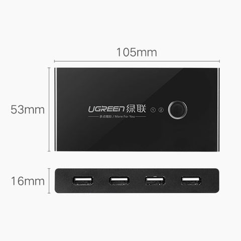 Ugreen USB Switch Selector 2 porte USB condivisione 4 porte USB Switcher Adattatore per mouse, tastiera, stampante, US216