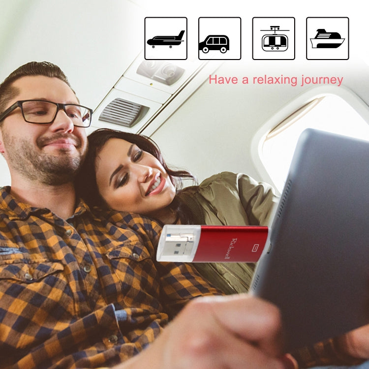 Richwell 3 in 1 64G Type-C + 8 Pin + USB 3.0 Disco flash push-pull con doppia copertura in metallo con funzione OTG