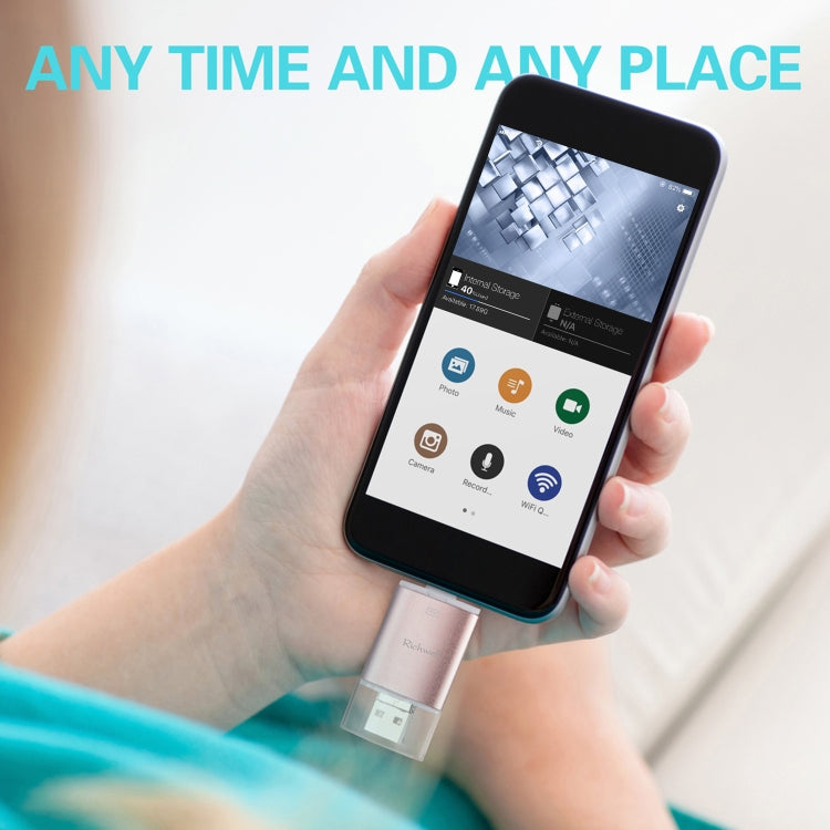 Richwell 3 in 1 32G Type-C + 8 Pin + USB 3.0 Disco flash push-pull con doppia copertura in metallo con funzione OTG