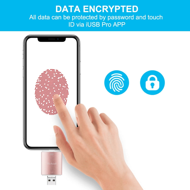 Richwell 3 in 1 32G Type-C + 8 Pin + USB 3.0 Disco flash push-pull con doppia copertura in metallo con funzione OTG