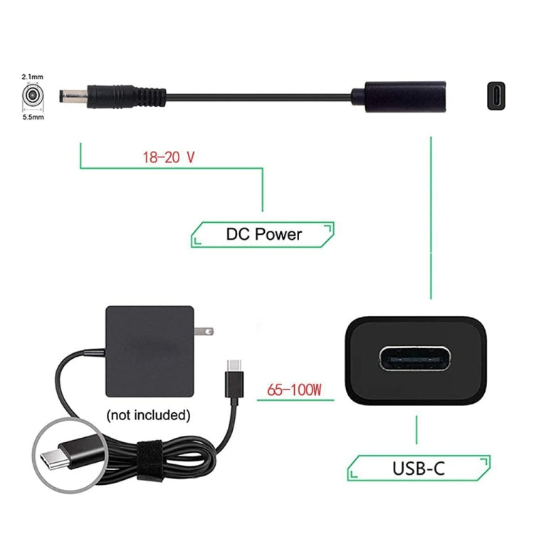 cavo-caricabatterie-adattatore-di-alimentazione-dp-usb-c-type-c-da-55-x-21-mm-5-5-x-2-1mm - immagine 5