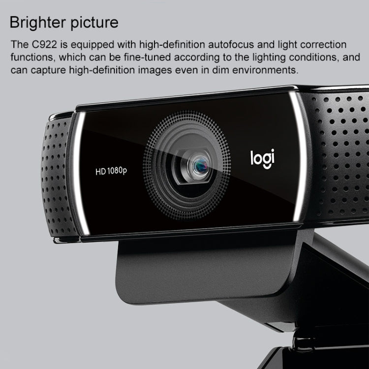 Webcam Logitech C922 HD 1080P con messa a fuoco automatica con 2 microfoni omnidirezionali
