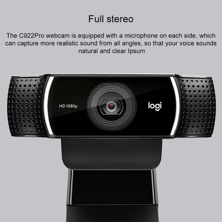 Webcam Logitech C922 HD 1080P con messa a fuoco automatica con 2 microfoni omnidirezionali