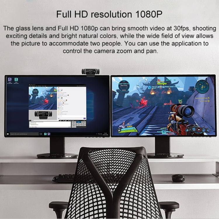 Webcam Logitech C922 HD 1080P con messa a fuoco automatica con 2 microfoni omnidirezionali
