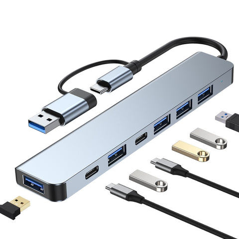 Adaptateur HUB USB 2.0 7 en 1 de USB 3.0 et Type-C/USB-C à USB 3.0, 7 en 1