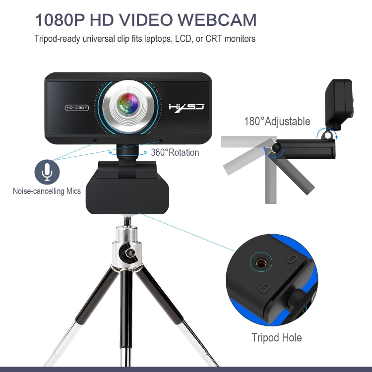 HXSJ S4 Webcam HD 1080P per PC con Messa a Fuoco Manuale e Microfono