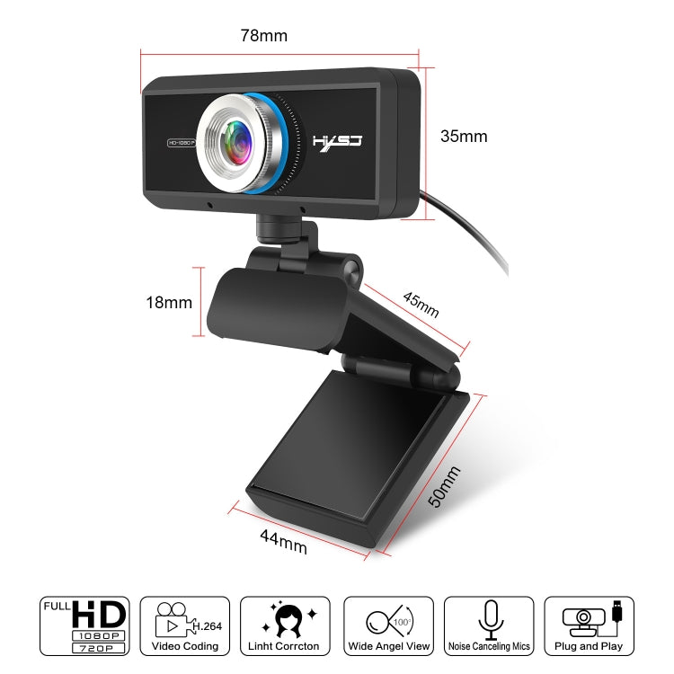 HXSJ S4 Webcam HD 1080P per PC con Messa a Fuoco Manuale e Microfono