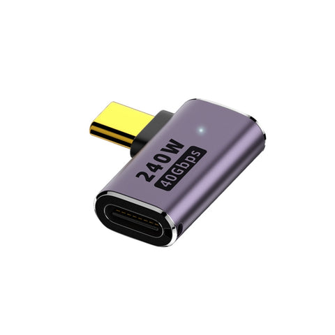 Adaptateur latéral pour femme USB-C/Type-C vers câble USB-C/Type-C de 40 Gbit/s de 240 W avec lumière, adaptateur latéral