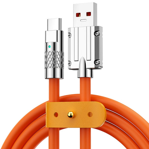 Câble de données rapide en silicone pour USB et série USB-C/Type-C Mech 6A 120W, longueur : 1,8 m, 1,8 m Type-C