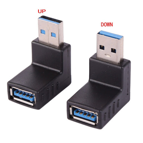 Adattatore convertitore connettore cavo di prolunga USB 3.0 a forma di L da 90 gradi maschio a femmina a forma di L da 2 pezzi