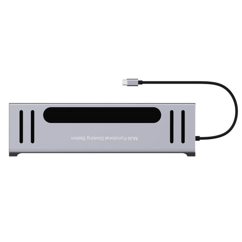 9199 12 in 1 USB-C / Da tipo C a USB-C / Tipo-C + Slot per scheda TF / SD + RJ45 + Audio da 3,5 mm + PD USB-C / Ricarica tipo C + 2 HDMI + 4 porte USB 3.0 MultifunzionaleDocking station convertitore HUB, 9199