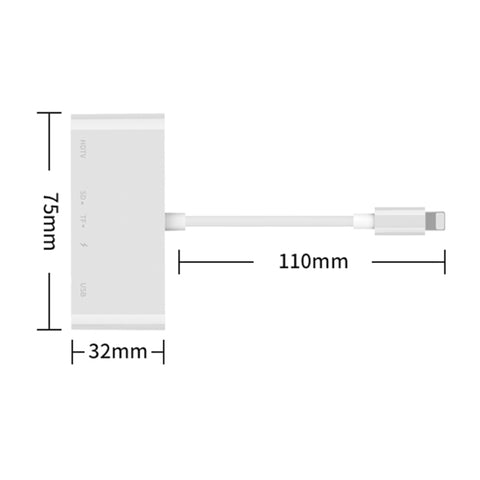 75215 5 en 1 par 8 broches vers HDMI + emplacement pour carte SD + emplacement pour carte TF + USB + port USB + convertisseur vidéo HD 8 broches, 75215