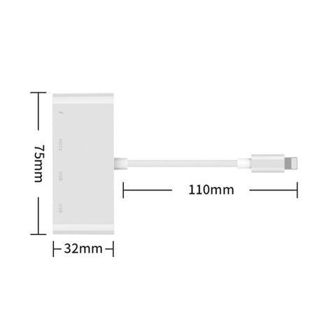 75216 Convertisseur vidéo HD 4 en 1 à 8 broches vers HDMI + connecteur 8 broches + 2 ports USB, 75216
