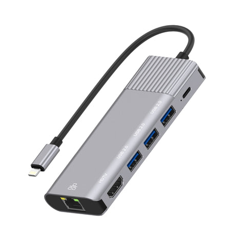 79591 6 en 1 8 broches à RJ45 + HDMI + Ricarica 8 broches + 3 portes USB 2.0 Station d'accueil convertisseur HUB multifonction, 79591