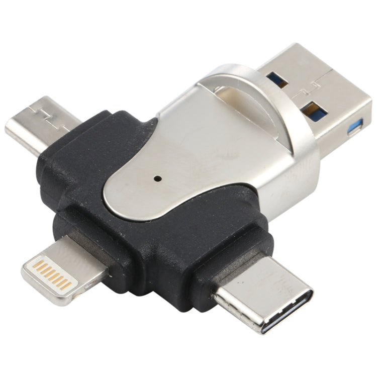 4-in-1 USB Card Reader: 8 Pin, USB-C, Micro USB, USB 3.0