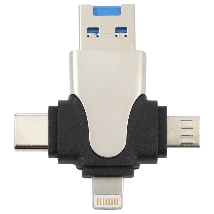 4-in-1 USB Card Reader: 8 Pin, USB-C, Micro USB, USB 3.0