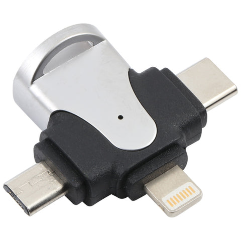 Adaptateur 3 en 1 8 broches + USB-C/Type-C + Micro USB maschio a USB 3.0 femmina en lega di zinco