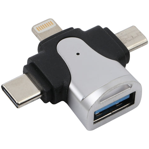Adaptateur 3 en 1 8 broches + USB-C/Type-C + Micro USB maschio a USB 3.0 femmina en lega di zinco