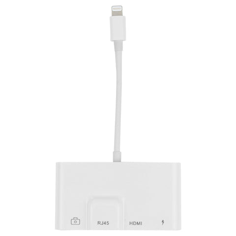 Alimentation 4 en 1 à 8 broches maschio à 8 broches + Ethernet RJ45 + HDMI + adaptateur AV numérique OTG femelle pour appareil photo USB, RJ45 Ethernet
