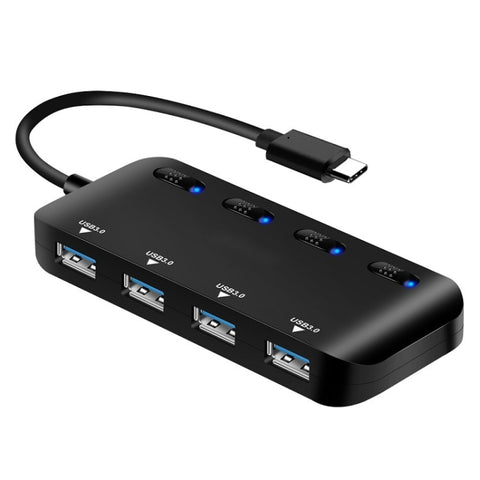 HUB 4 x USB 3.0 a USB-C/Type-C ad alta velocità con interruttore, Type-C