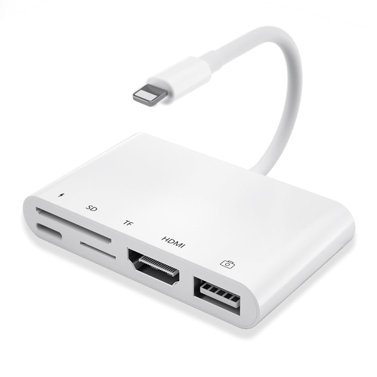 8-Pin Male to USB HDMI OTG Adapter with TF/SD Card Slot